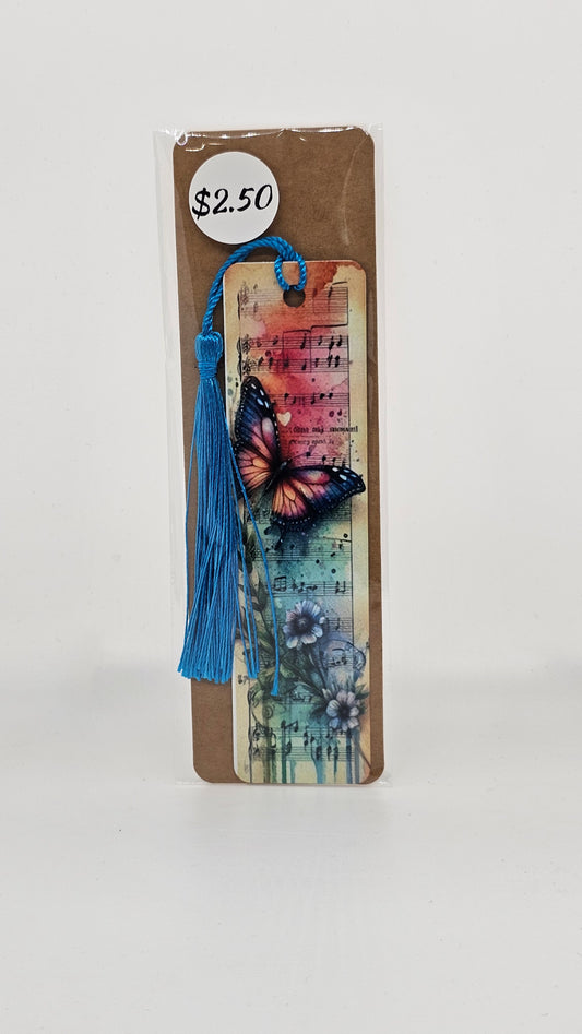 Butterfly and Music Notes Bookmark