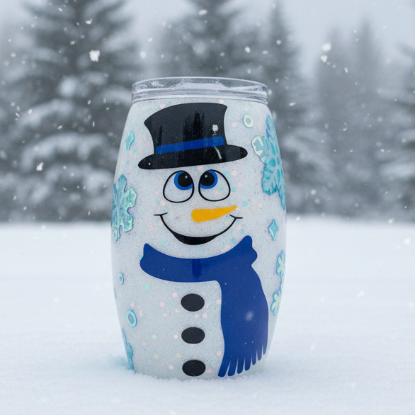 Sparkly Snowman with Blue Scarf