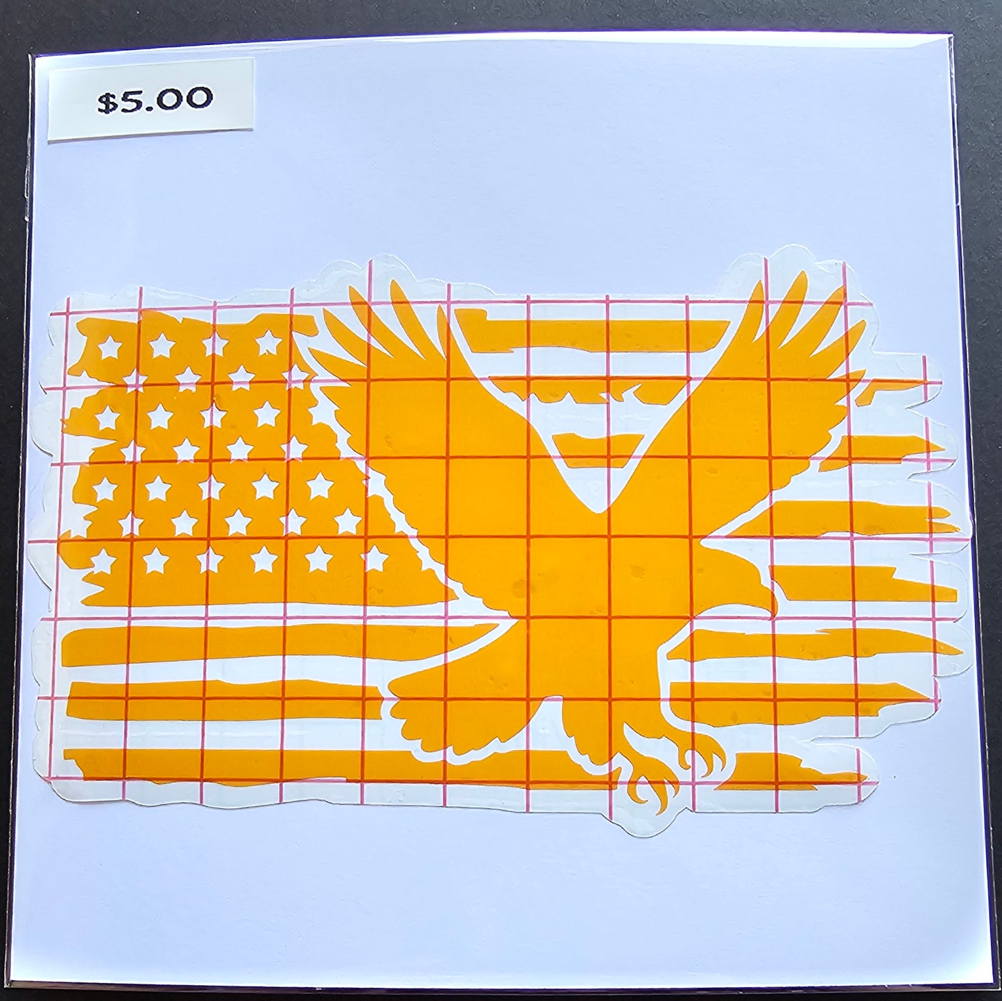 Distressed American Flag with Eagle Decal