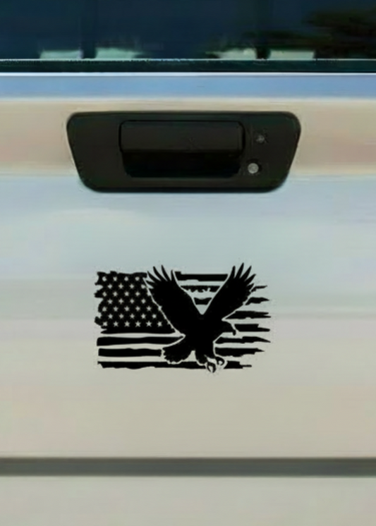 Distressed American Flag with Eagle Decal