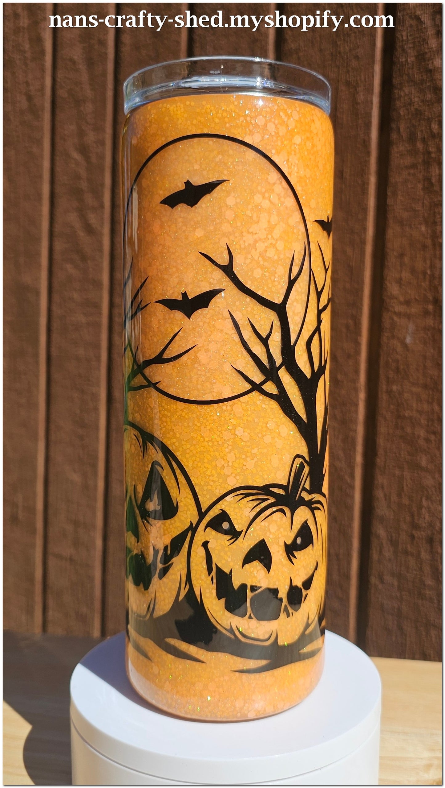 Glowing Jack-O-Lantern tumbler