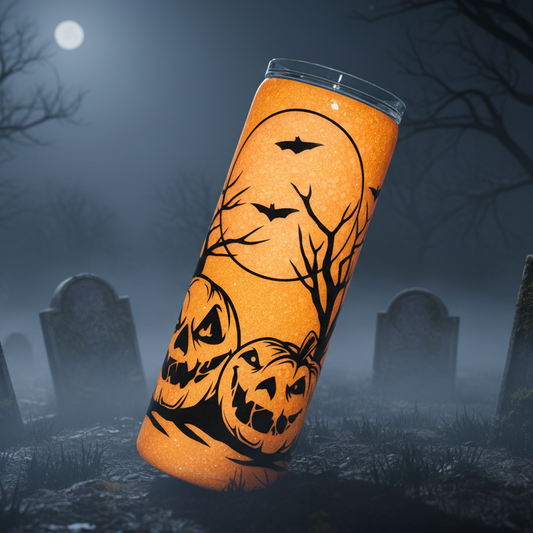Glowing Jack-O-Lantern tumbler