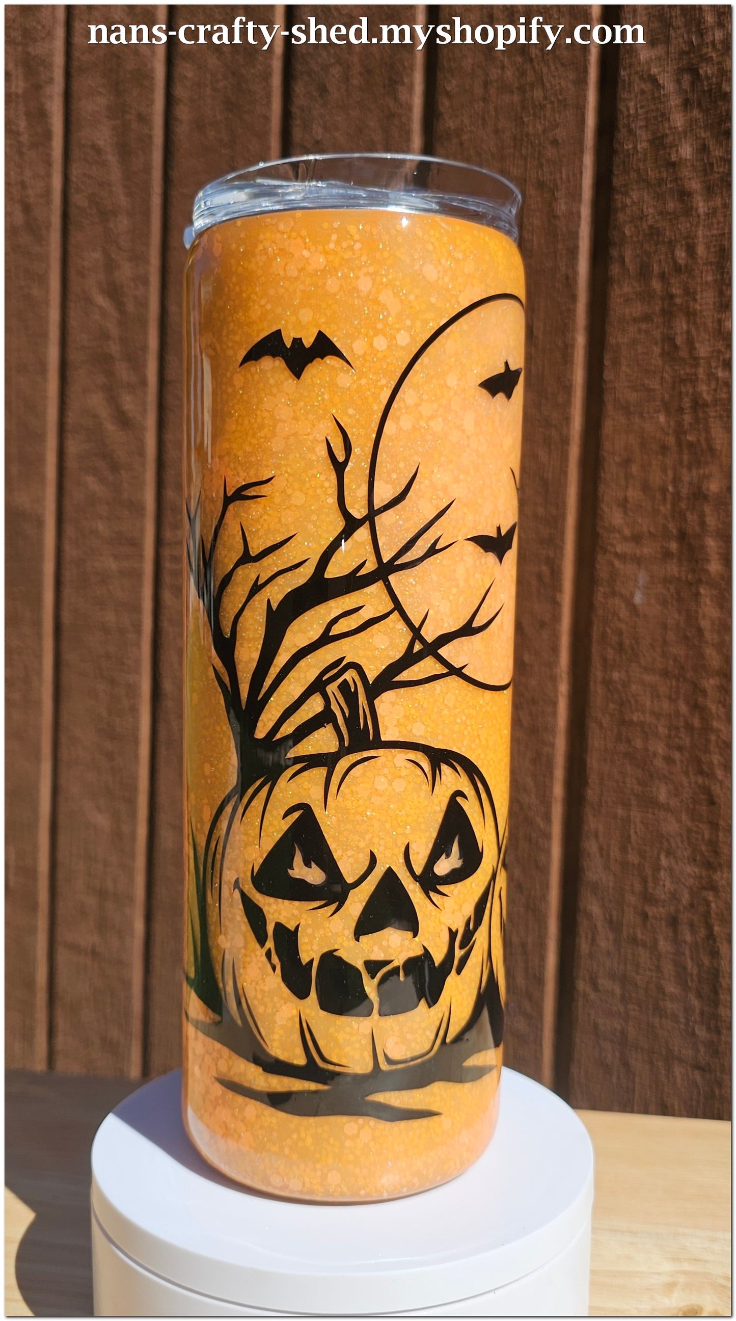 Glowing Jack-O-Lantern tumbler