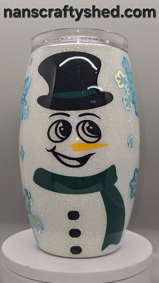 15-ounce Sparkly Snowman with Green Scarf