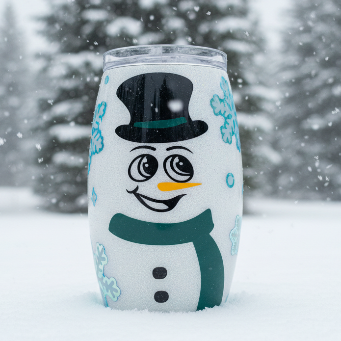 Sparkly Snowman with Green Scarf