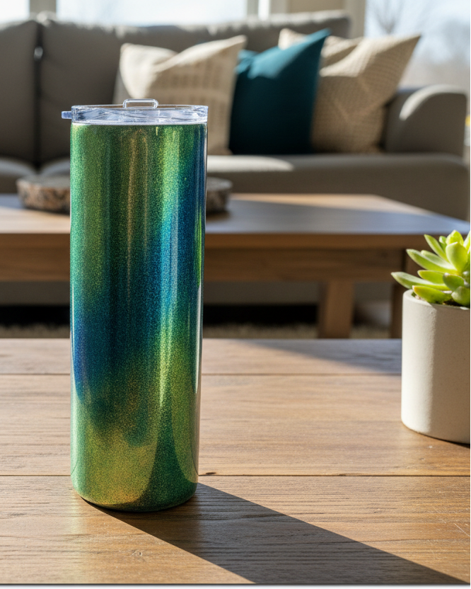 Green and Blue Swirls 20-ounce Skinny Tumbler