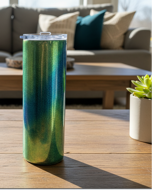 Green and Blue Swirls 20-ounce Skinny Tumbler