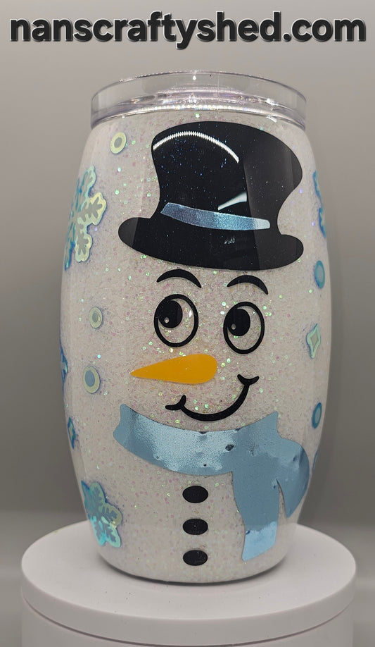 15-ounce Sparkly Snowman with Light Blue Scarf