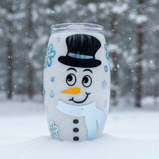 Sparkly Snowman with Light Blue Scarf