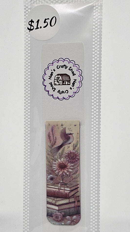 Bird with flowers and books Magnetic Bookmark