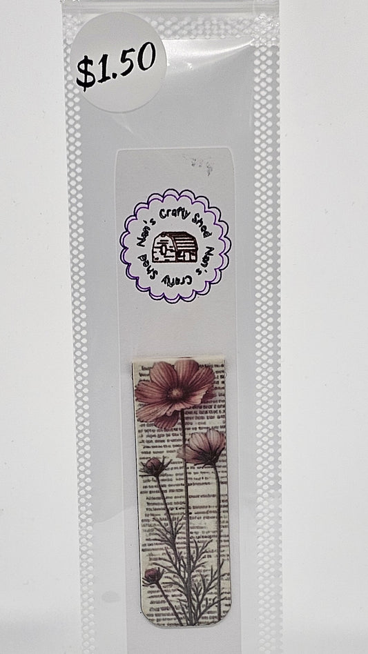 Pink Flowers and a Page Magnetic Bookmark