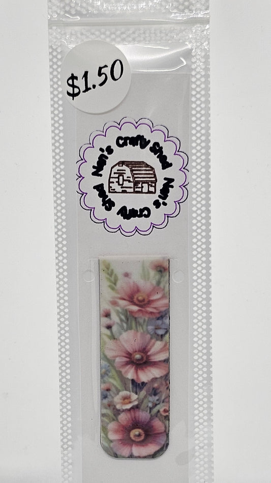 Pink Flowers Magnetic Bookmark
