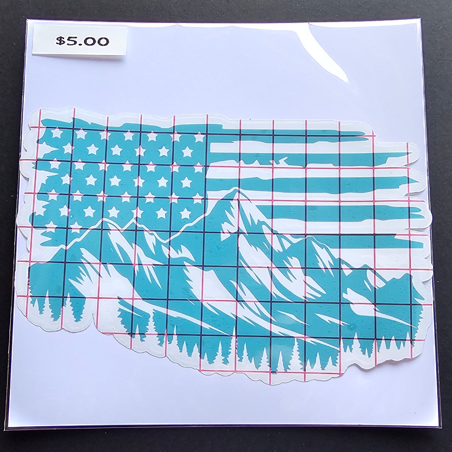 Distressed American Flag with Mountains Decal