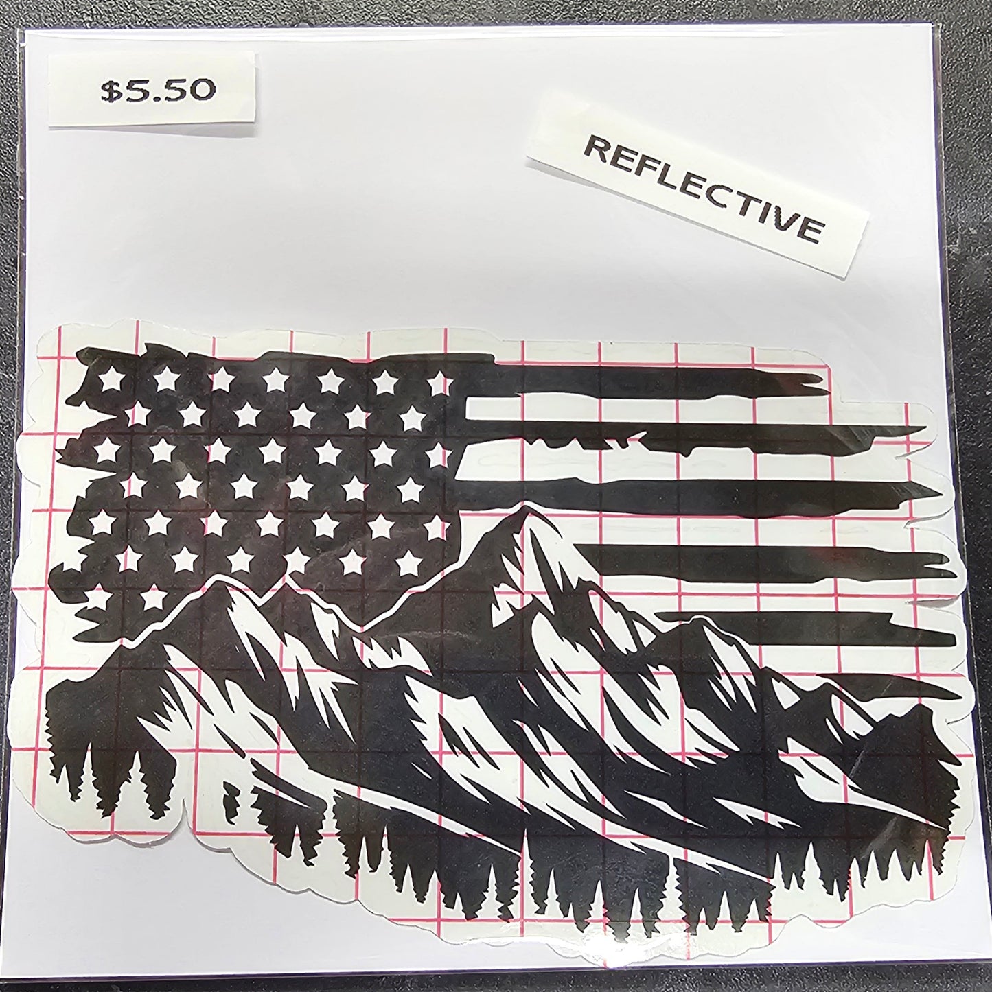 Distressed American Flag with Mountains Decal