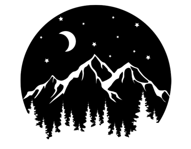 Round Mountain Scene Decal
