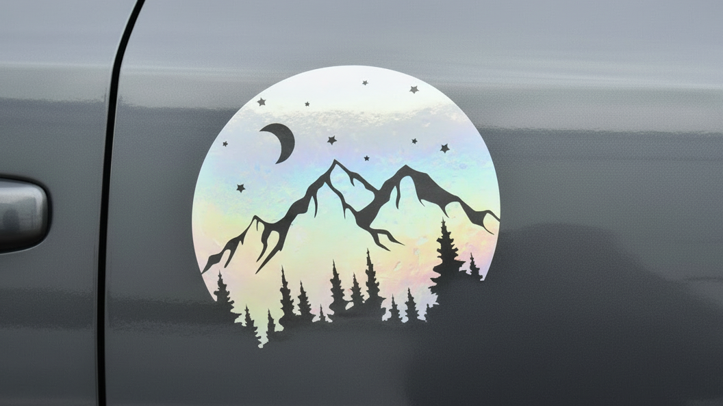 Round Mountain Scene Decal