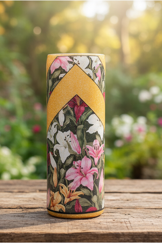 20 ounce Orange glitter with lilies