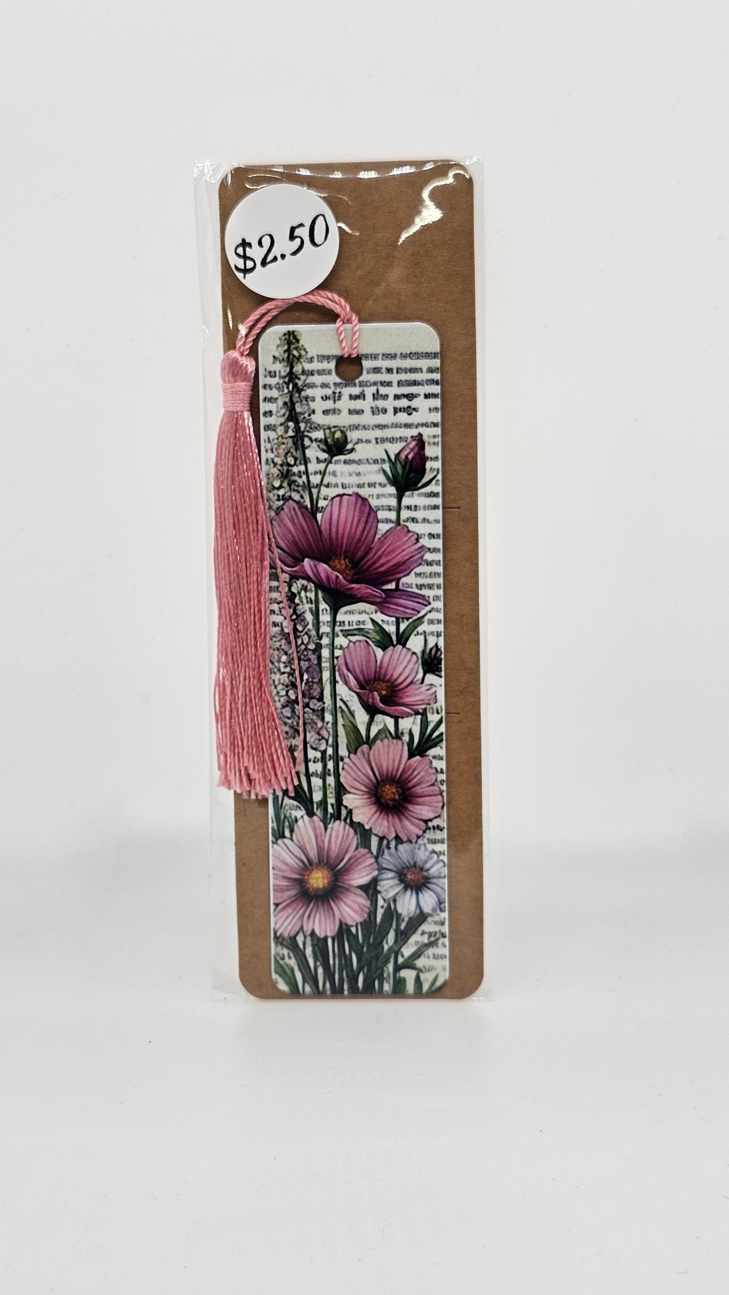 Pink Flowers On a Page Bookmark