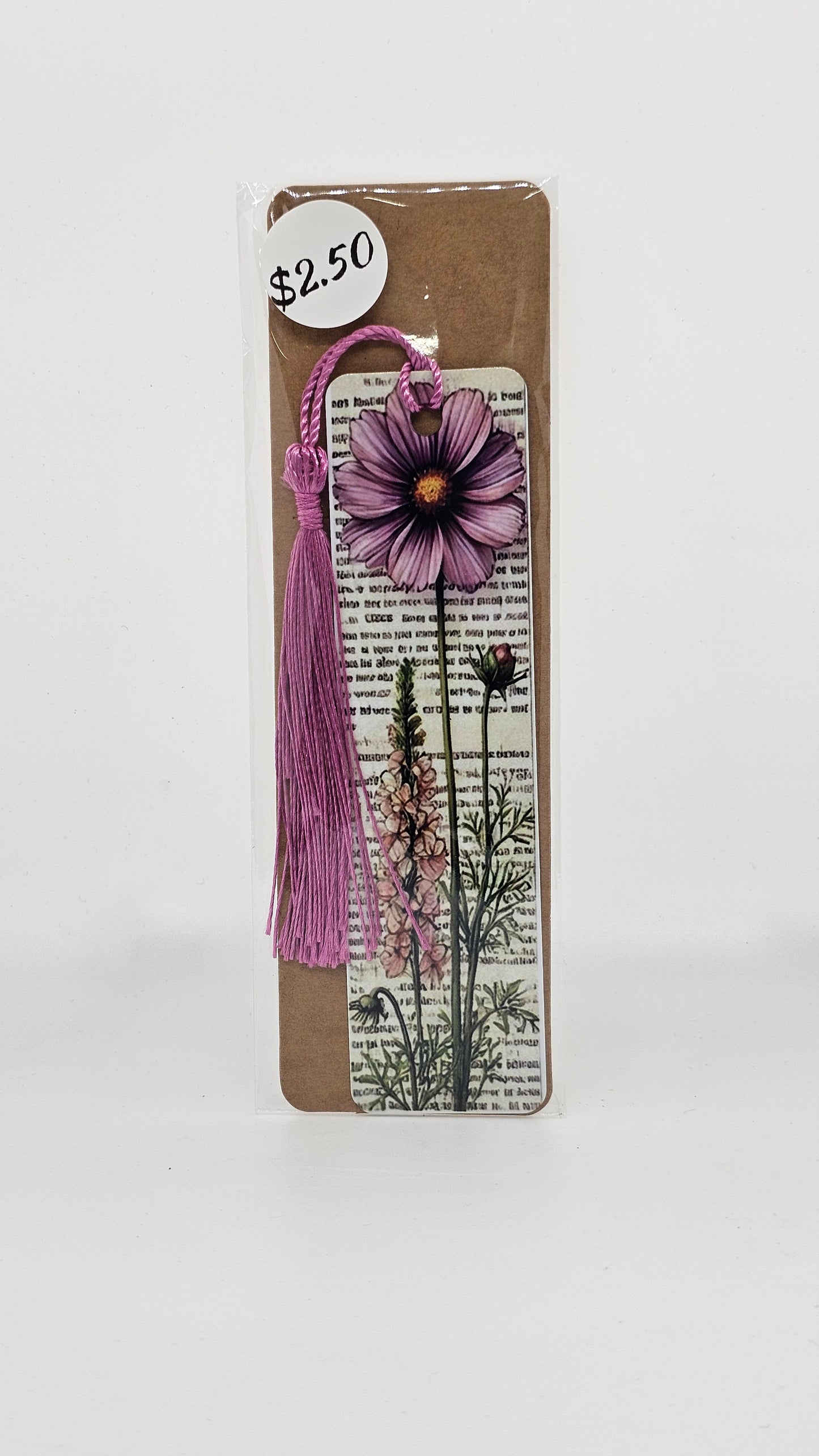 Pink Flowers on a Page Bookmark