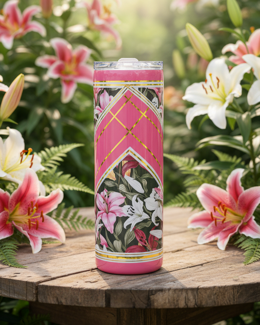 20 ounce Pink with Lilies