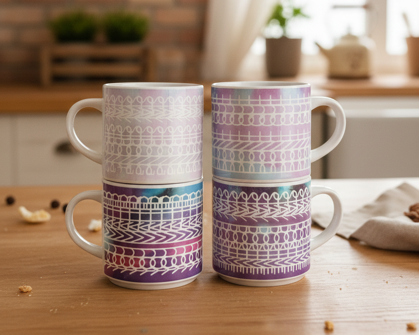 Hidden Message Stacking Coffee Cups (set of 4)