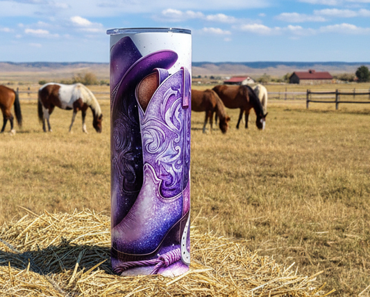 Purple Boots and Hat on White Background Tumbler