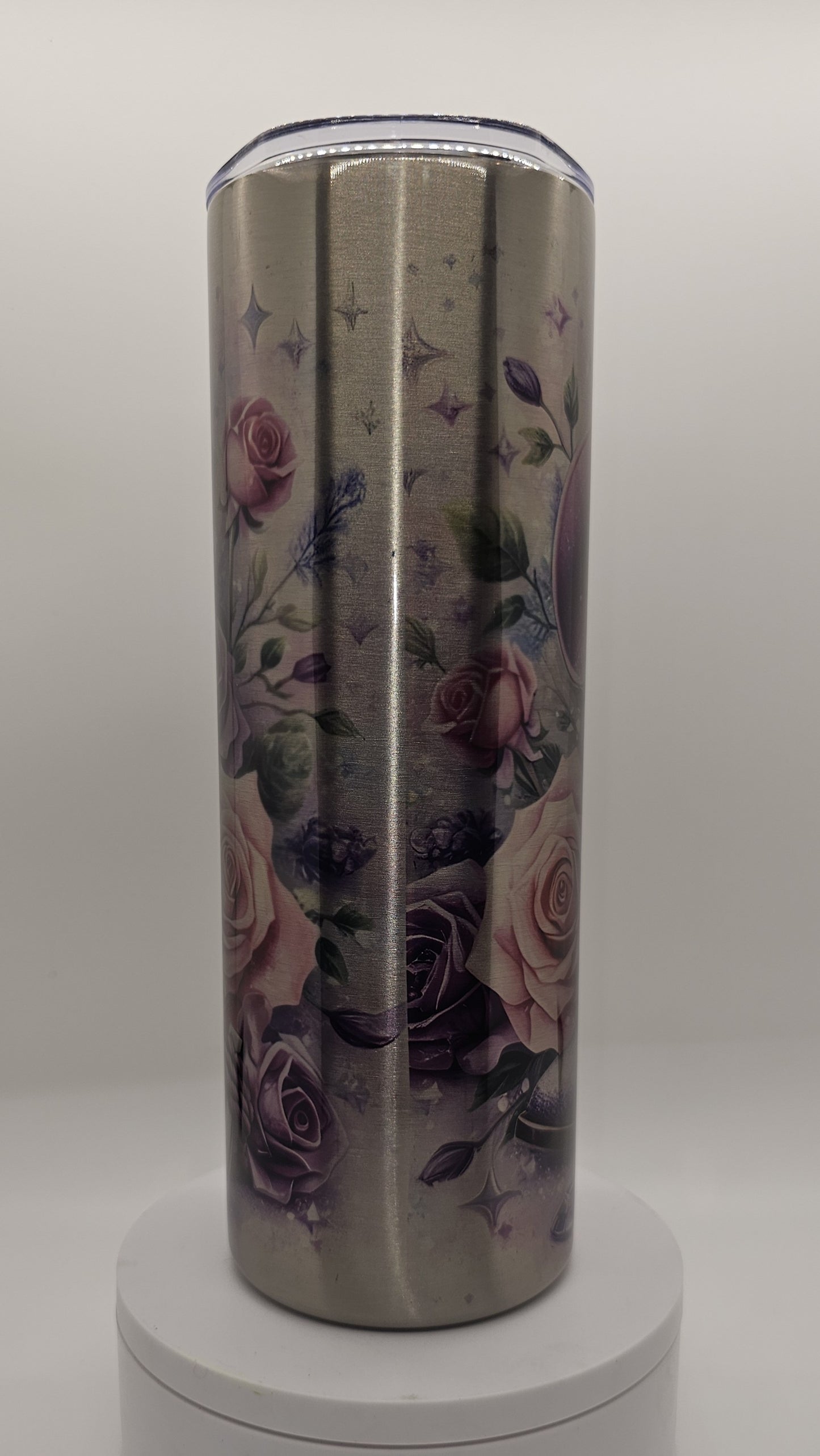 Purple Boots and Hat on Silver Background Tumbler