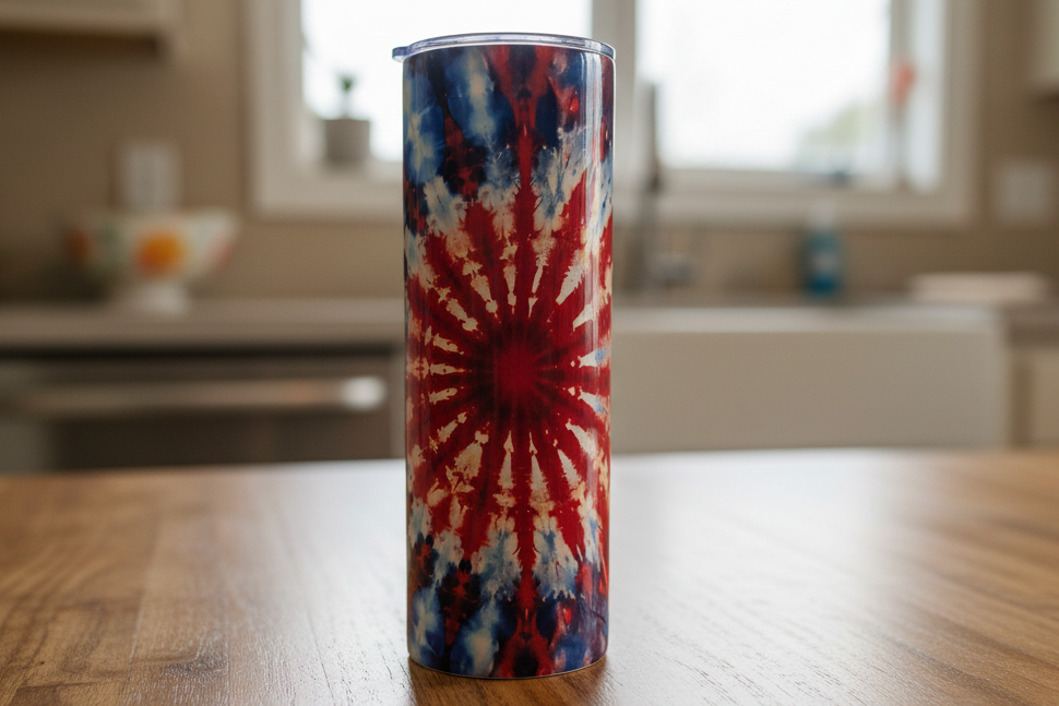 Red and Blue Tie-Dye 20oz. Tumbler