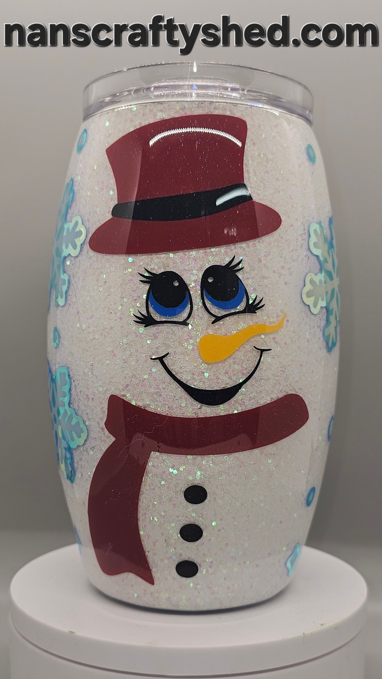 15-ounce Sparkly Snowman with Red Scarf