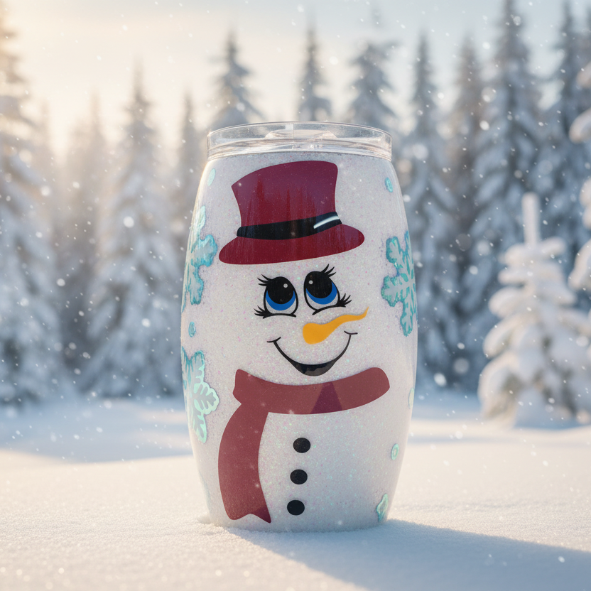Sparkly Snowman with Red Scarf