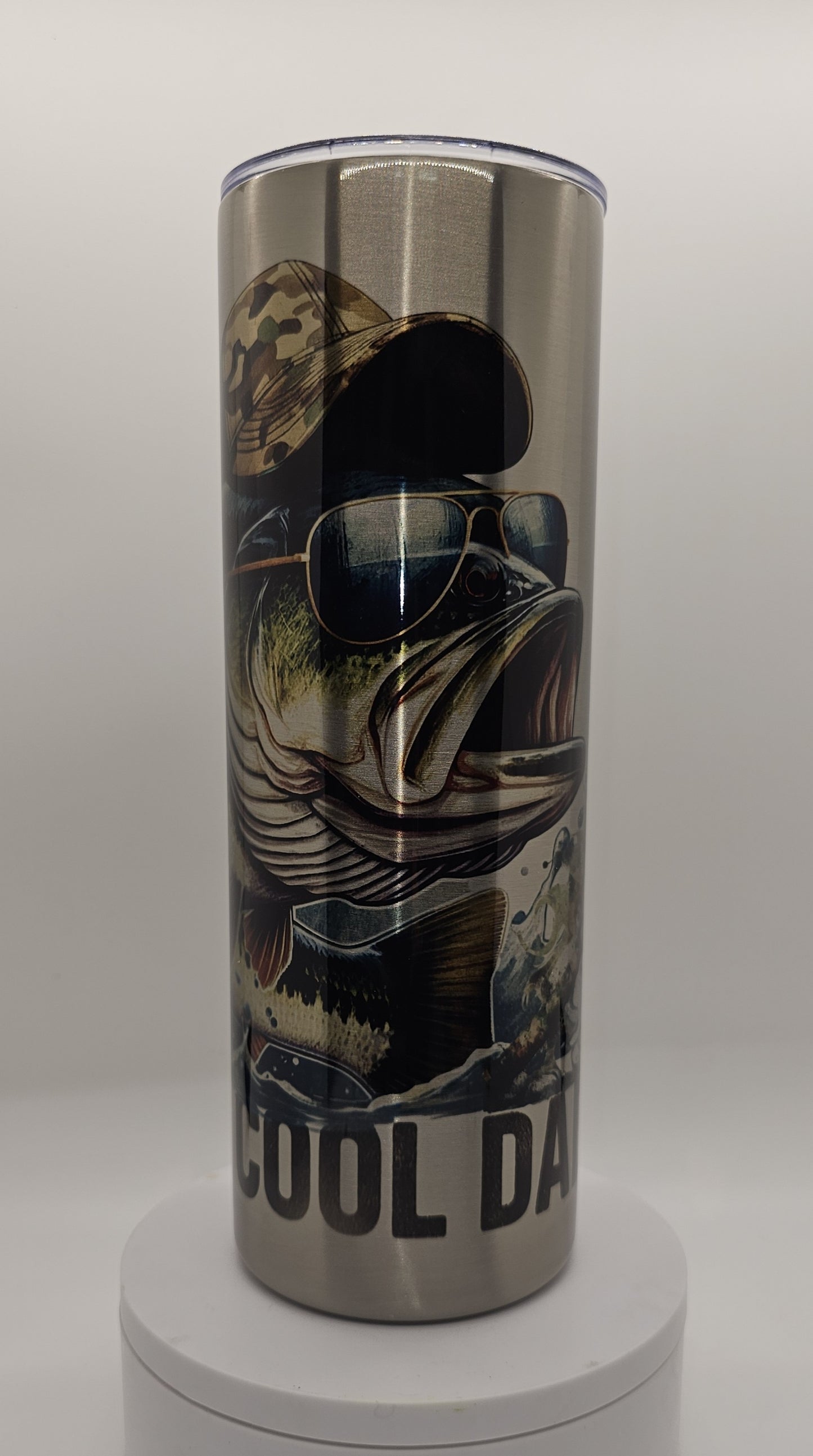 Reel Cool Dad on Silver Background 20oz. Tumbler