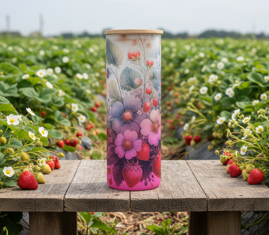 Strawberries Glass Tumbler