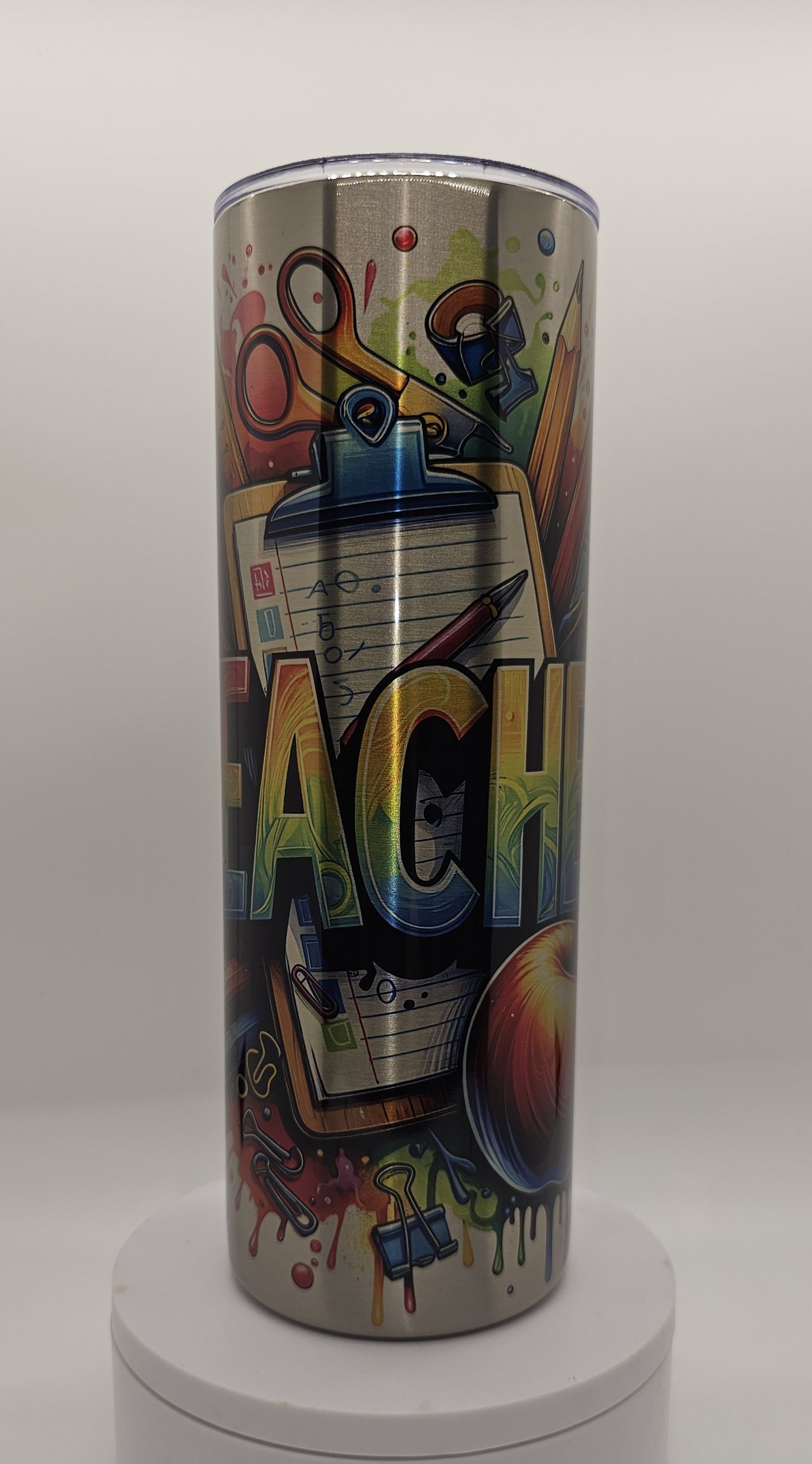 Teacher with Silver Background Tumbler