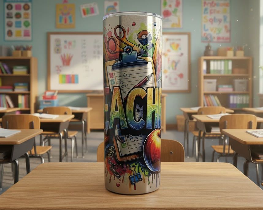 Teacher with Silver Background Tumbler