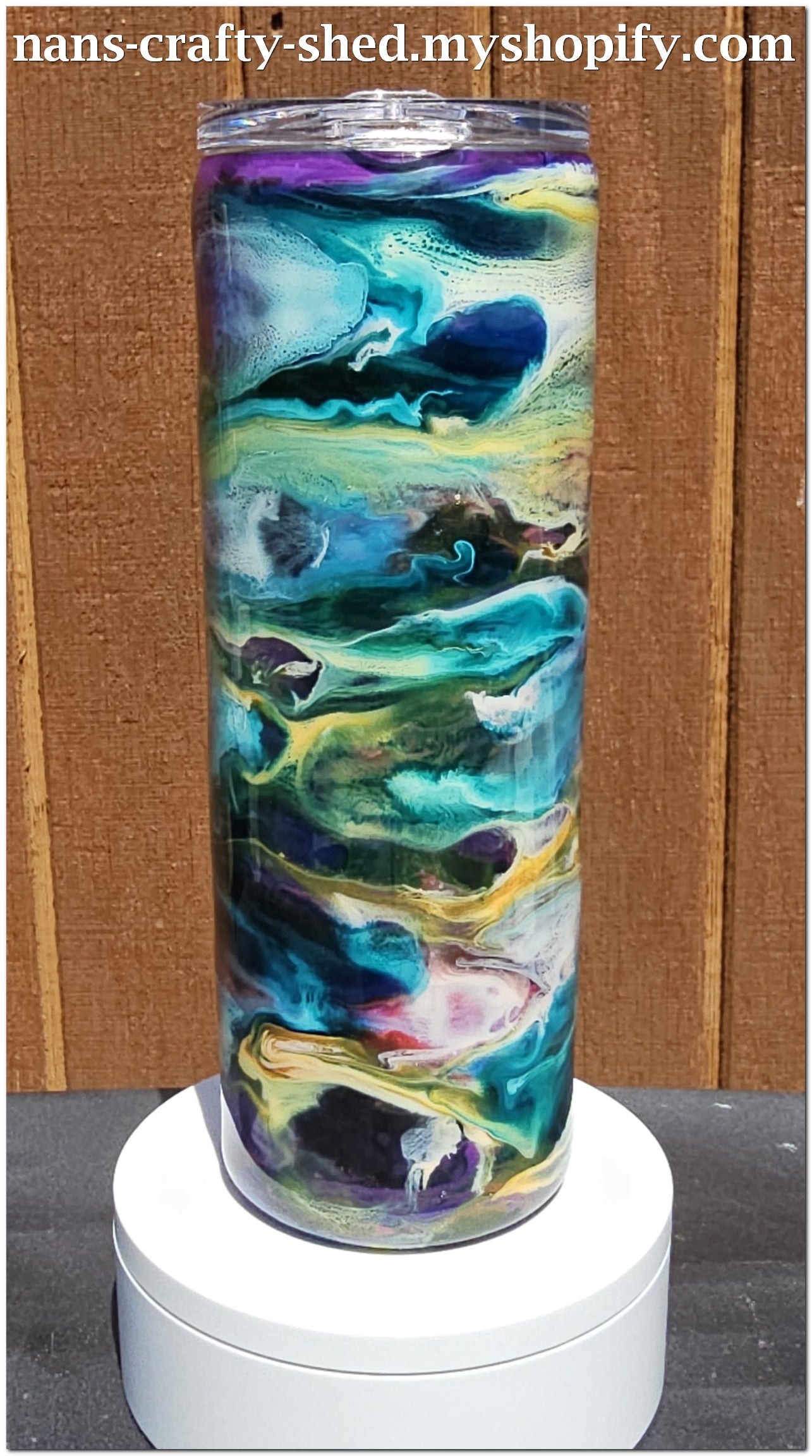 Teal, Orange and Pink Swirls Tumbler