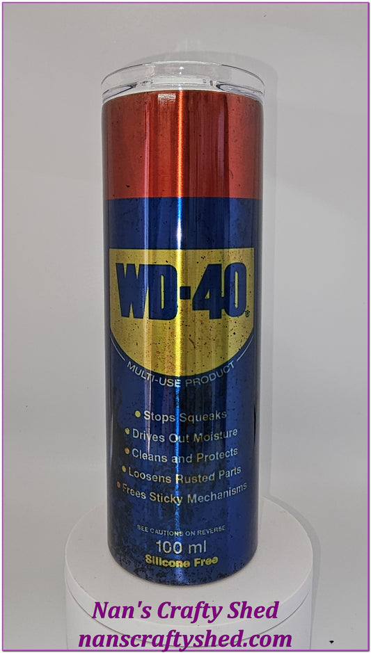 WD-40 Metalic background 20-ounce Tumbler