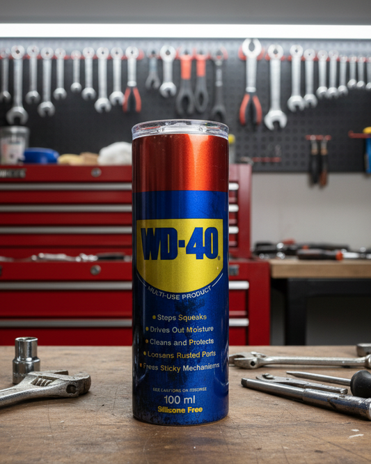 WD-40 Metalic background 20-ounce Tumbler