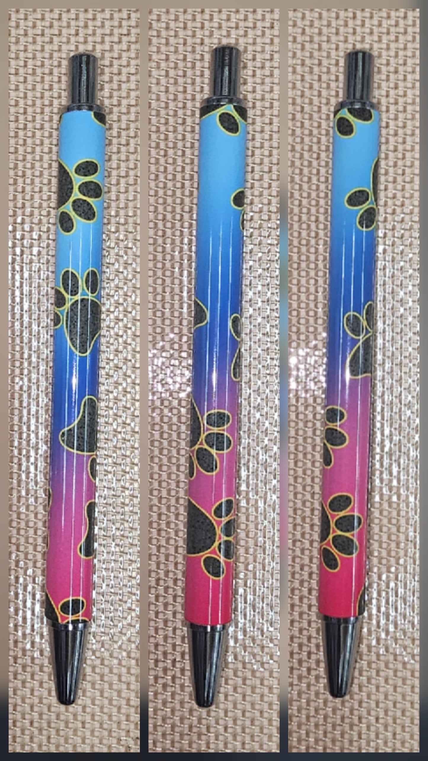 Pink and Blue Gradient with Pawprints Pen