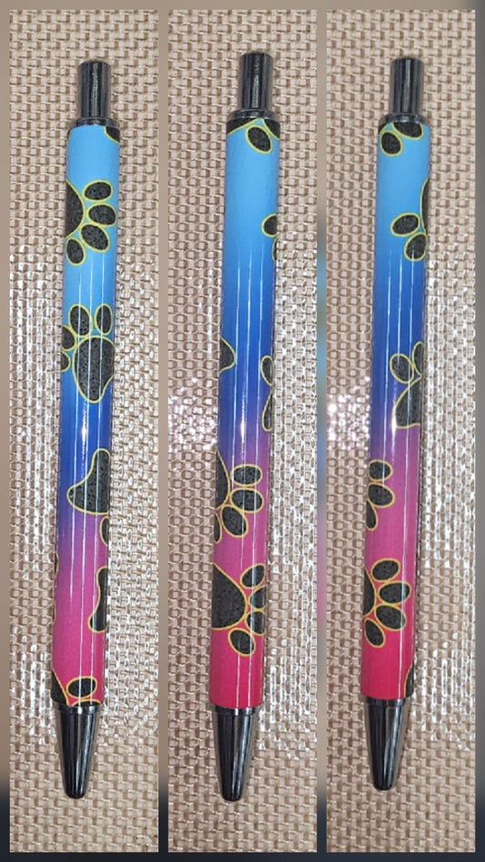 Pink and Blue Gradient with Pawprints Pen