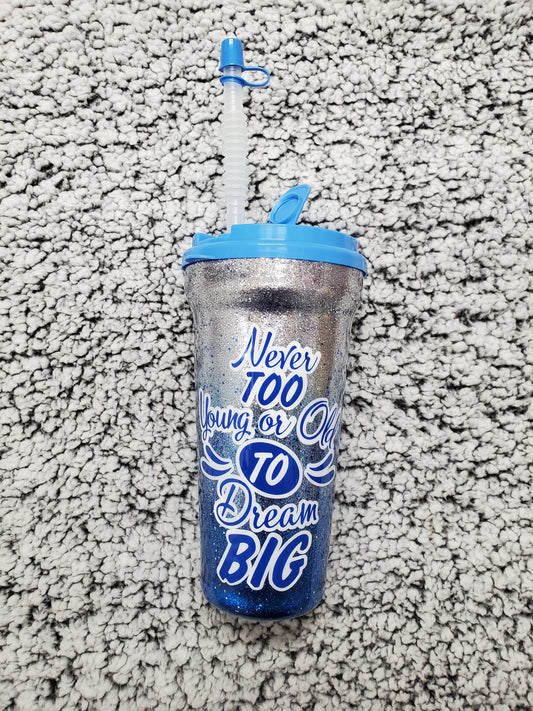 Plastic Blue and Silver Glitter Tumbler