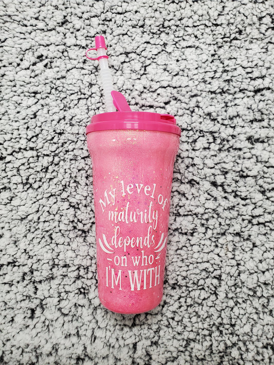 Plastic Pink Glitter Tumbler