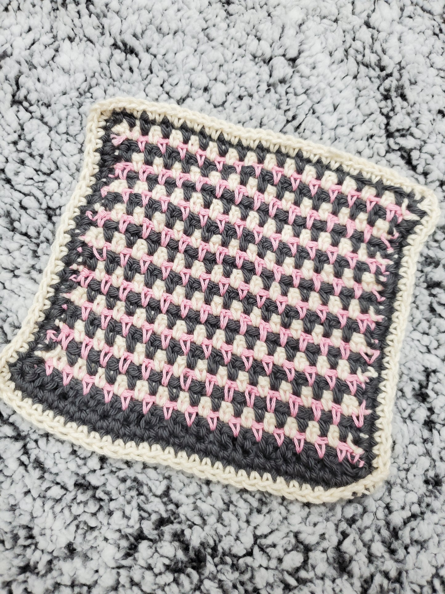 Pink and Grey Handmade Crocheted dishcloth/washcloth