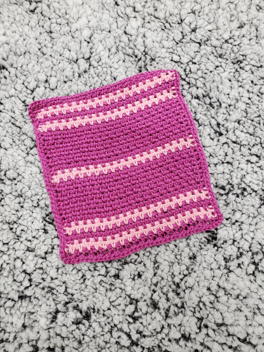 Pink Stripes Handmade Crocheted dishcloth/washcloth