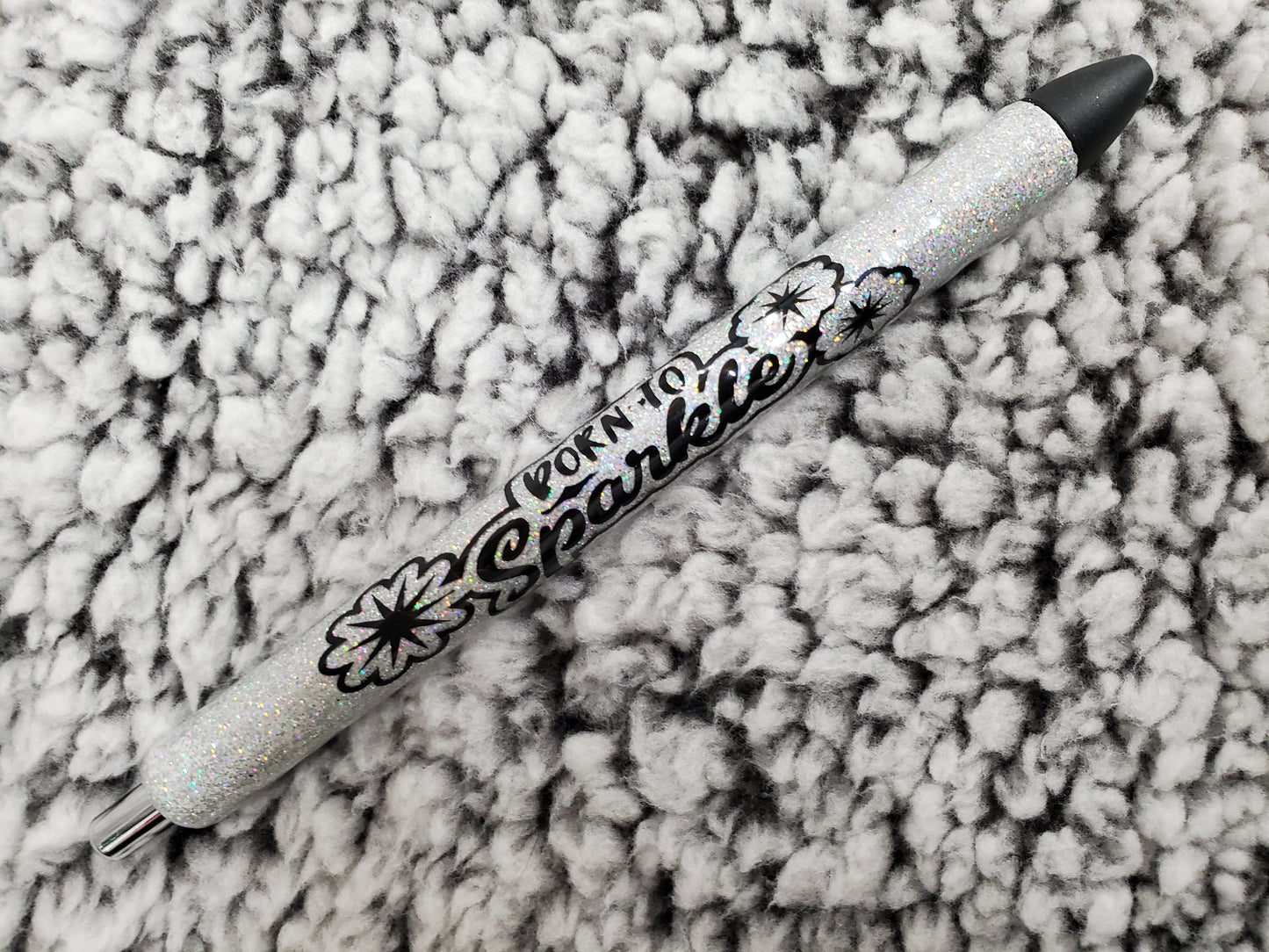 Born to Sparkle Silver Holographic Glitter Pen - Refillable gel