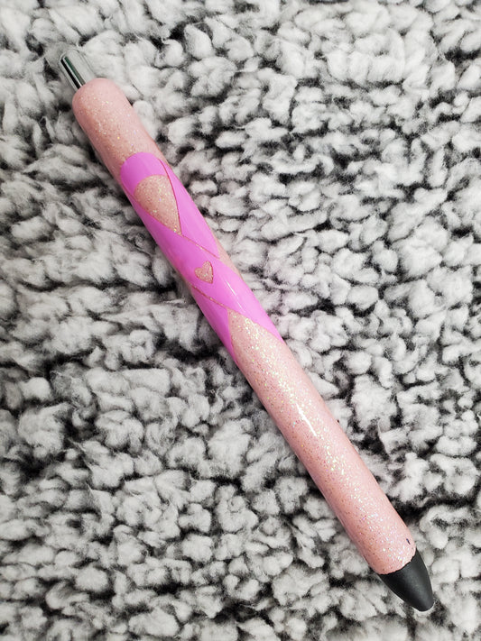 Pink Ribbon Glitter Pen - Refillable gel