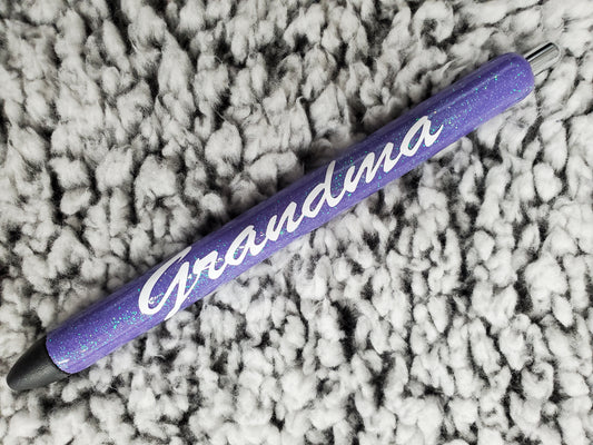 Light Purple "Grandma" Glitter Pen - Refillable gel.