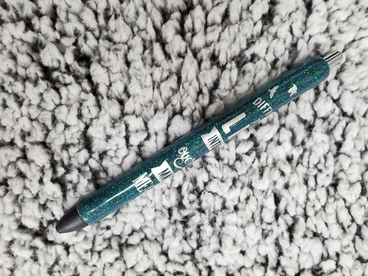 Green Glitter Pen inspirational - Refillable gel.