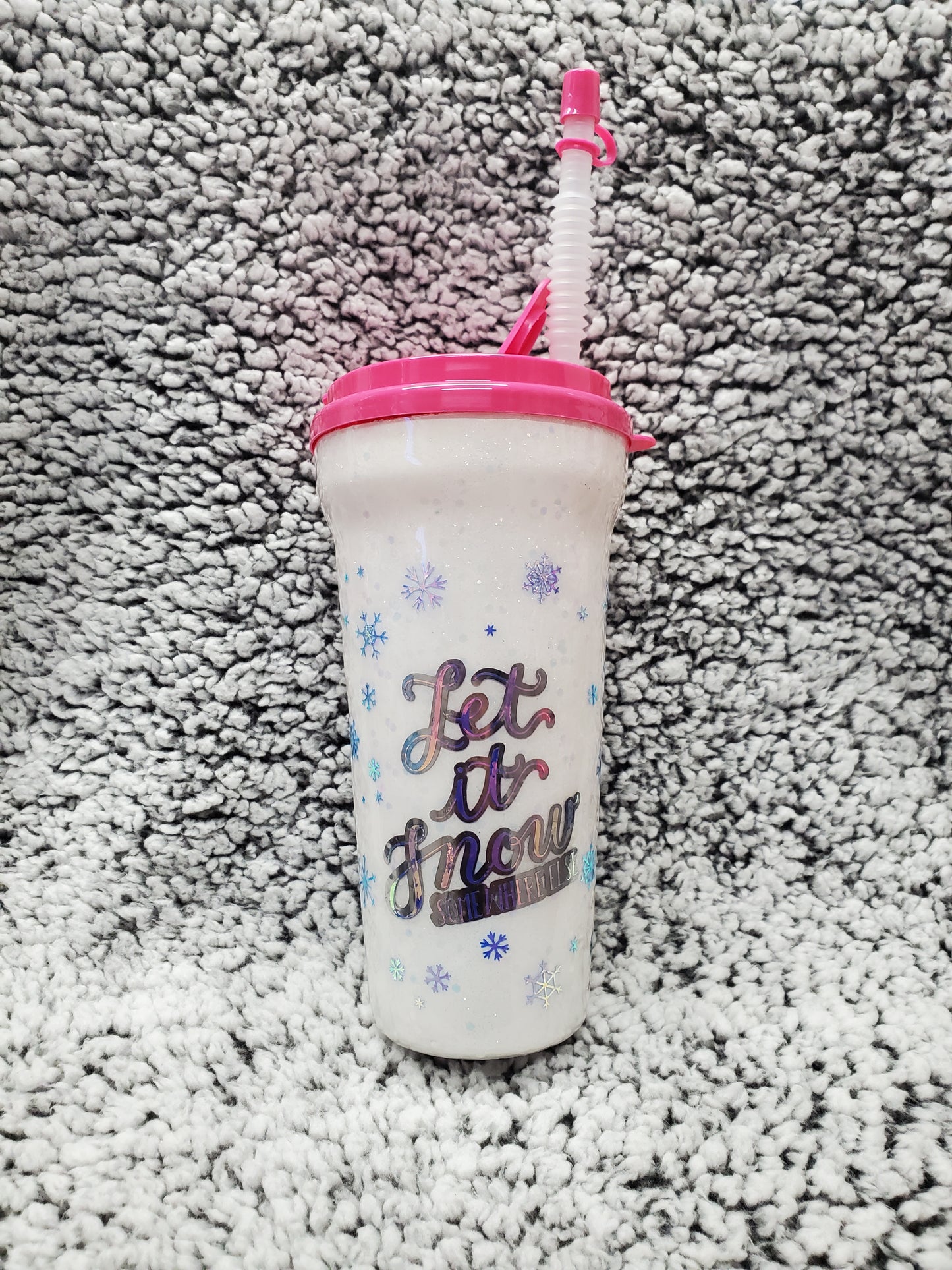 Let it Snow Somewhere Else Plastic Glitter Tumbler