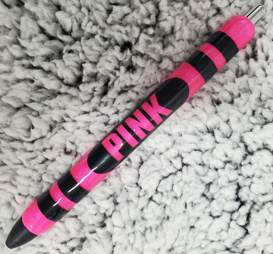 Pink Crayon Glow in the Dark Pen - Black Ink