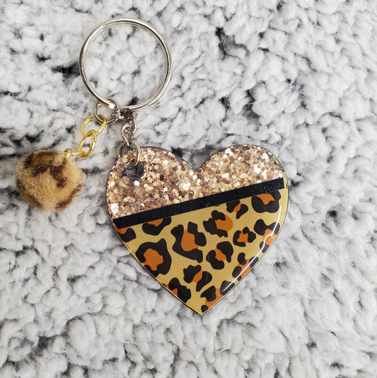 Keychain - Leopard Print Heart